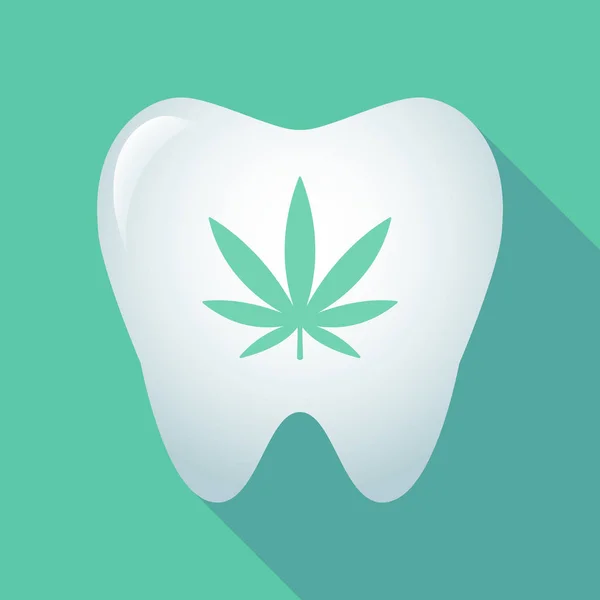 Длинный тенистый зуб с листком марихуаны — стоковый вектор