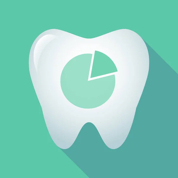 Långa skugga tand ikonen med ett cirkeldiagram — Stock vektor