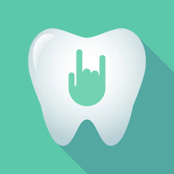 Långa skugga tand ikonen med en gungande hand — Stock vektor