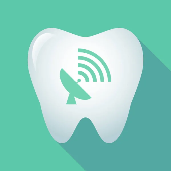 Ícone de dente de sombra longa com uma antena parabólica —  Vetores de Stock