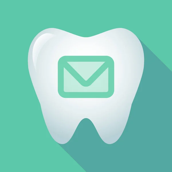 Dlouhý stín zub ikona s obálkou — Stockový vektor