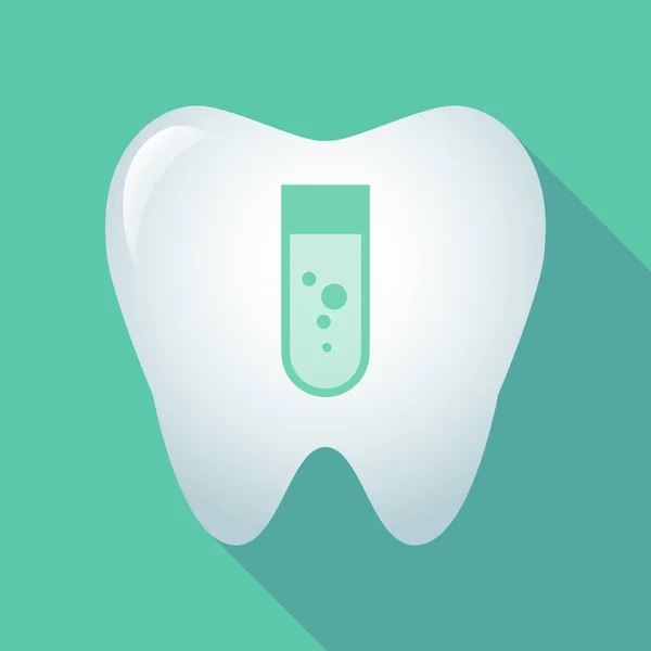 Icono de diente de sombra largo con un tubo de ensayo químico — Archivo Imágenes Vectoriales