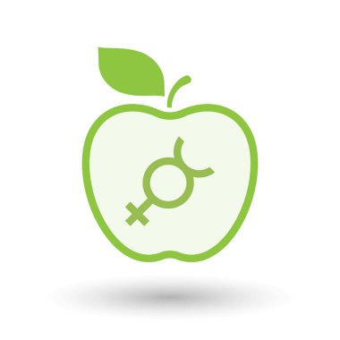 İzole sağlıklı elma meyve Merkür gezegeni simgesiyle