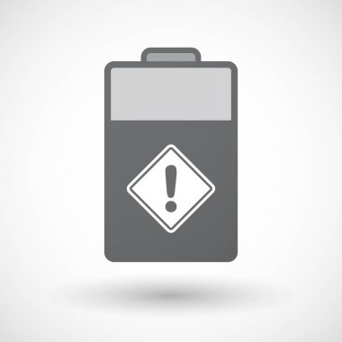 Bir uyarı yol işareti ile izole pil simgesi