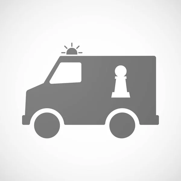 Icona isolato ambulanza furgon con una figura pedone scacchi — Vettoriale Stock