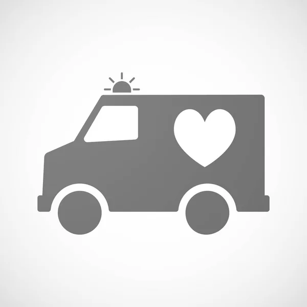 Isolé icône furgon ambulance avec le coeur poker jouer voiture — Image vectorielle