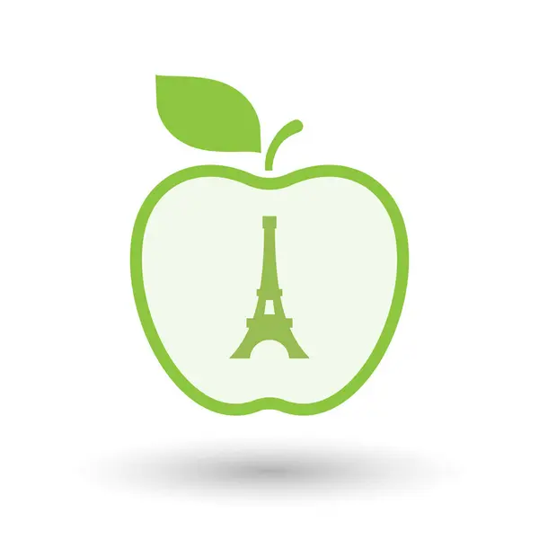 Frutto di mela sano isolato con la torre Eiffel — Vettoriale Stock