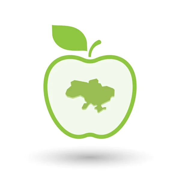 Isolato frutta di mela sana con la mappa di Ucraina — Vettoriale Stock