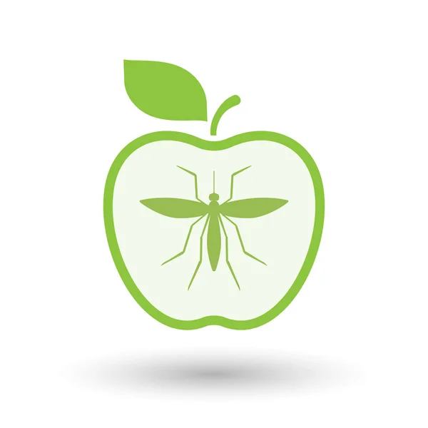Bir sivrisinek ile izole sağlıklı elma meyve — Stok Vektör