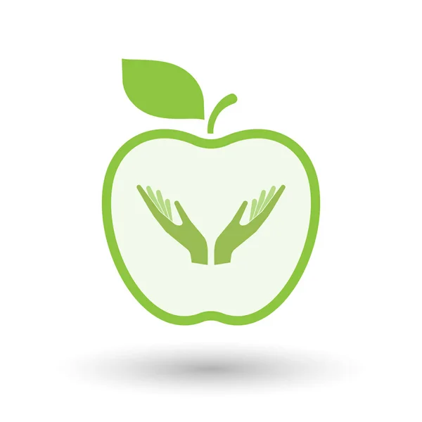 Ізольовані здорові яблучні фрукти з двома руками, що пропонують — стоковий вектор