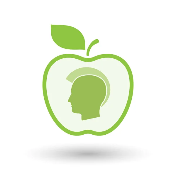 Bir erkek punk baş silueti ile izole sağlıklı elma meyve — Stok Vektör