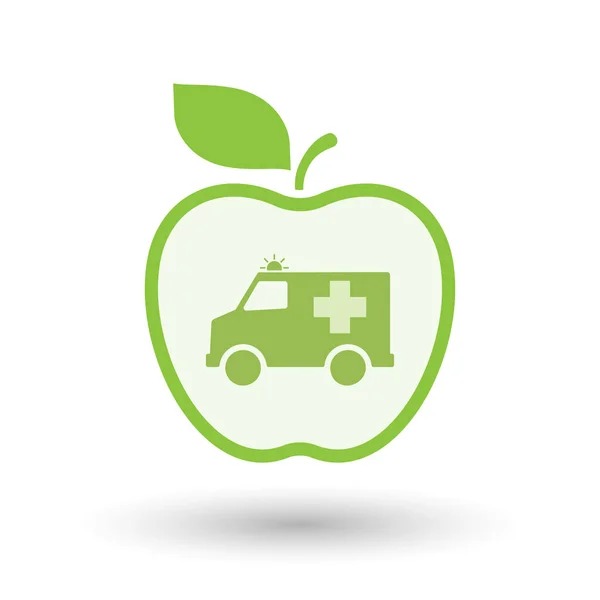 Aislado fruta sana de manzana con un icono de ambulancia — Vector de stock