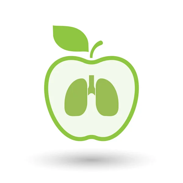 İzole sağlıklı elma meyve sağlıklı insan akciğer simgesiyle — Stok Vektör