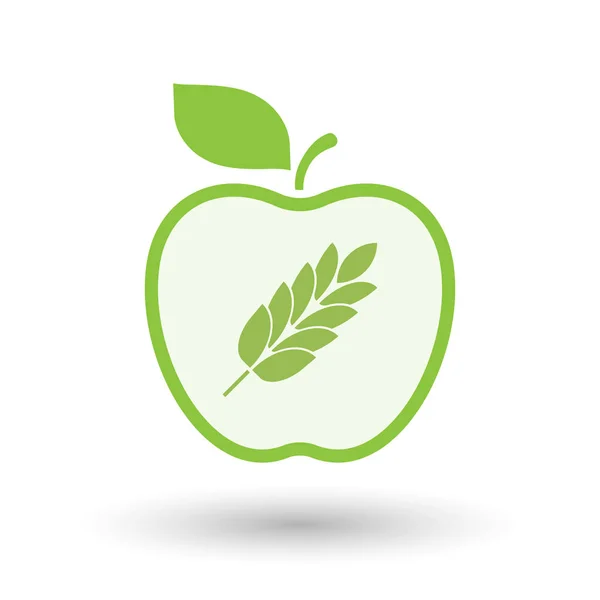 Izolované zdravé jablko ovoce s ikonou rostlin pšenice — Stockový vektor
