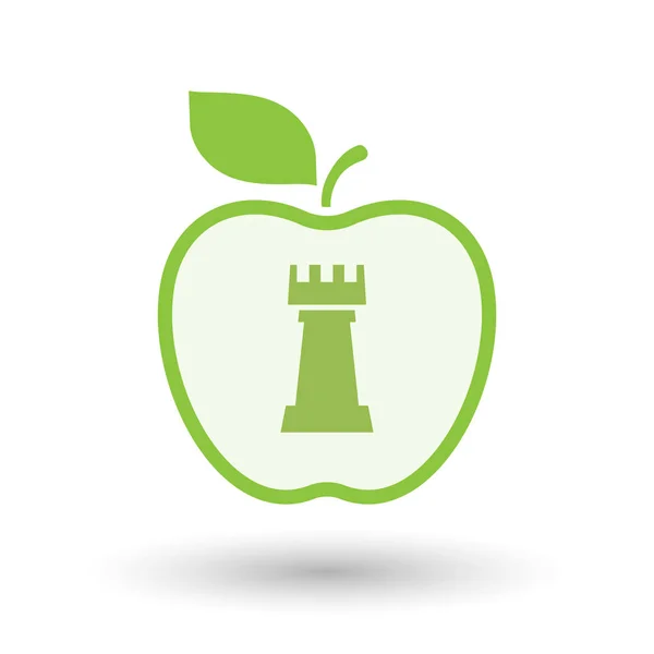 Frutto di mela sano isolato con una figura scacchi torre — Vettoriale Stock