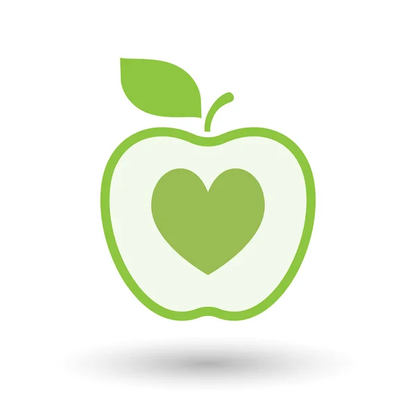 Fruta de maçã saudável isolada com a carta de jogo de poker do coração — Vetor de Stock