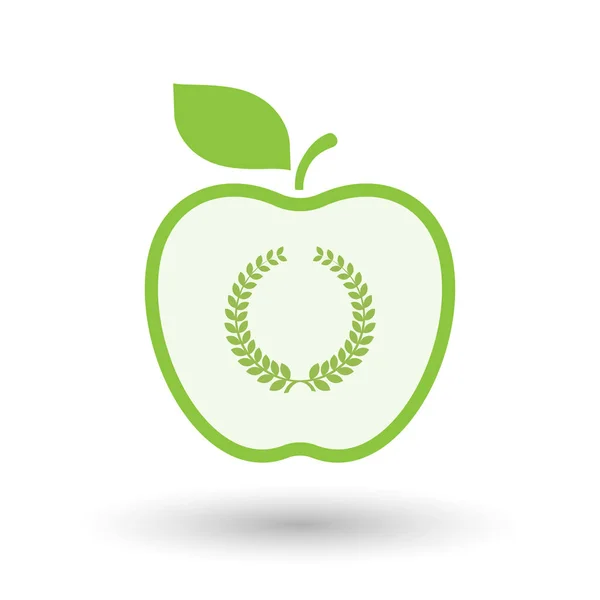 Frutto di mela sano isolato con un segno corona di alloro — Vettoriale Stock