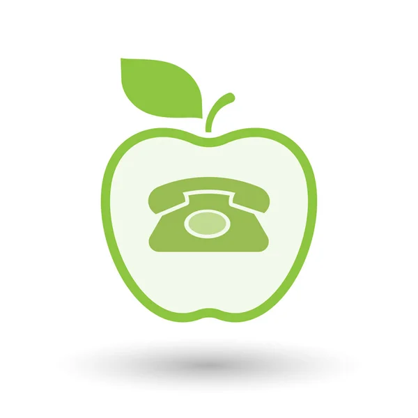 Απομονωμένη υγιή της apple φρούτων με ένα σημάδι ρετρό τηλέφωνο — Διανυσματικό Αρχείο