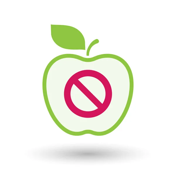 Frutto di mela sano isolato con un segno proibito — Vettoriale Stock
