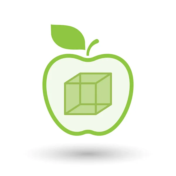 Frutto di mela sano isolato con un segno di cubo — Vettoriale Stock