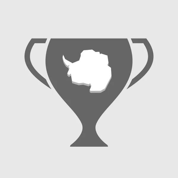 Isolé icône de la coupe de prix avec la carte de Antarctique — Image vectorielle
