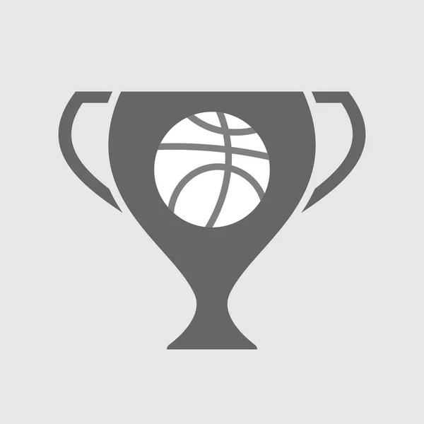 Ізольована нагорода Кубок значок з баскетбольним м'ячем — стоковий вектор