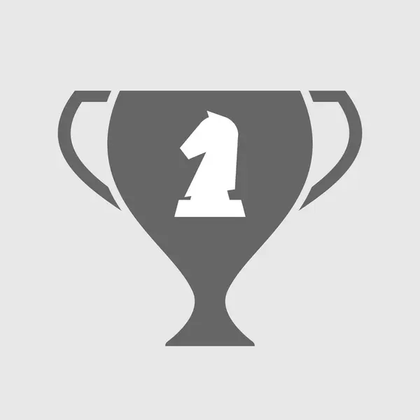 Isolerade award cup ikonen med en riddare schack figur — Stock vektor