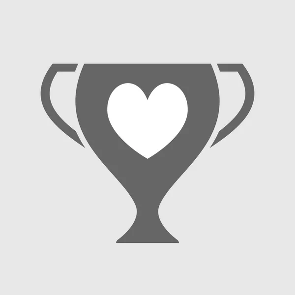 Isolé icône de la coupe de récompense avec le signe de carte de jeu de poker coeur — Image vectorielle