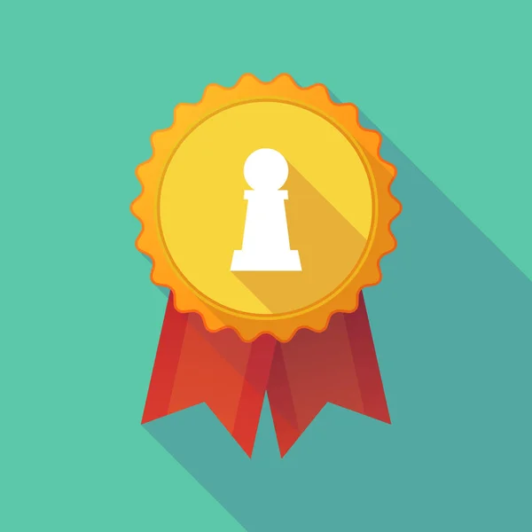 Long shadow badge with a  pawn chess figure — Stock Vector