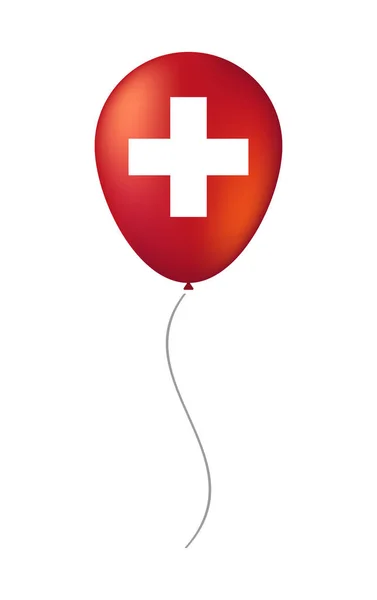 Изолированный воздушный шар со швейцарским флагом — стоковый вектор