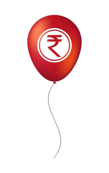 Na białym tle balon z ikoną monety Rupia — Wektor stockowy