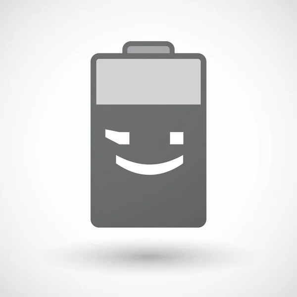 Isolated battery icon with  a wink text face emoticon — Stock Vector