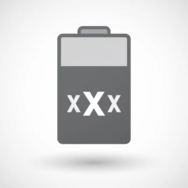 Icône de batterie isolée avec une icône de lettre XXX — Image vectorielle