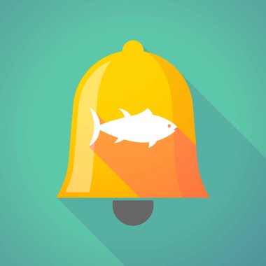 Uzun gölge zil simgesini bir ton balığı ile