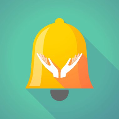 Uzun gölge zil simgesini iki elle sunan