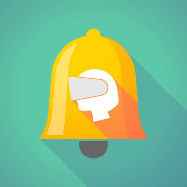 Uzun gölge zil simgesini bir sanal gerçek giyen bir kadın kafa ile