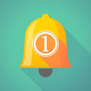 Uzun gölge zil simgesini bir sikke simge ile