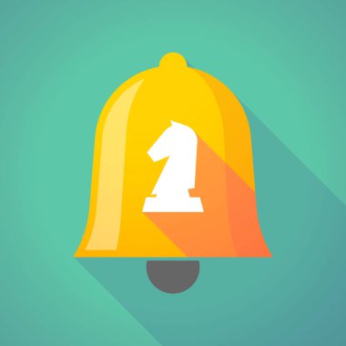 Uzun gölge zil simgesini bir şövalye satranç rakam ile