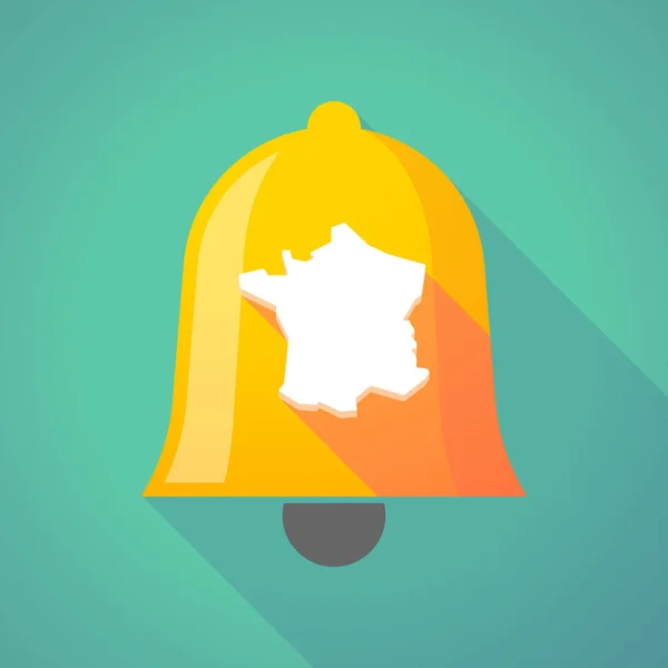 Longue icône de cloche d'ombre avec la carte de La France — Image vectorielle