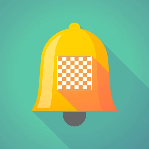 Icono de campana de sombra larga con tablero de ajedrez — Vector de stock