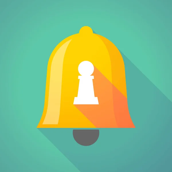 Longue icône de cloche d'ombre avec une figure d'échecs sur pion — Image vectorielle