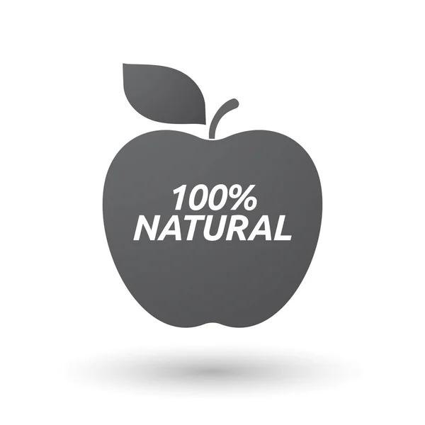 Pommes isolées avec le texte 100 % NATUREL — Image vectorielle