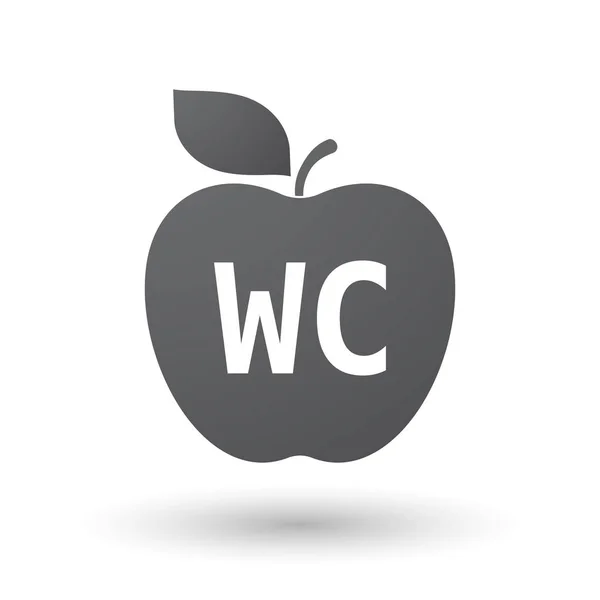 Fruta de manzana aislada con el texto WC — Vector de stock