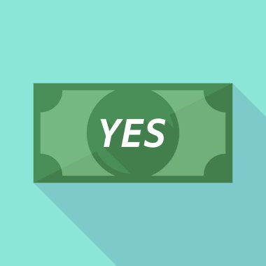 Uzun banka Not metni ile Evet gölge