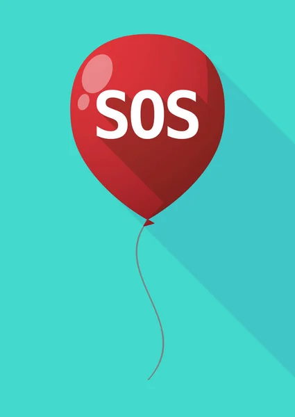 Long shadow balloon with    the text SOS — Stock Vector