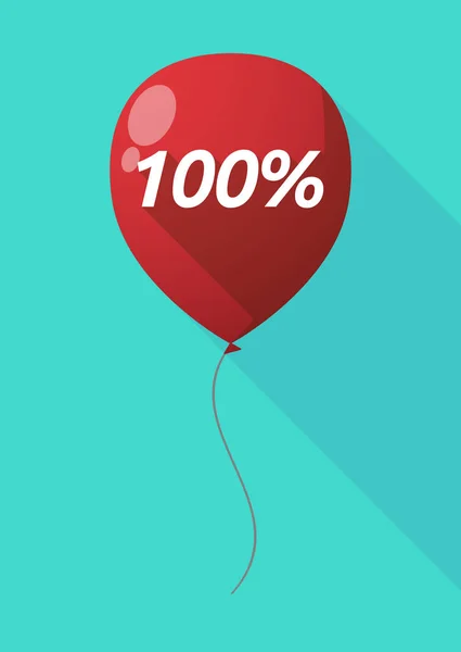 Long shadow balloon with    the text 100% — 图库矢量图片