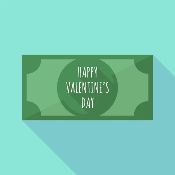 Long shadow bank note with    the text HAPPY VALENTINES DAY — Stock Vector