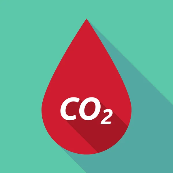 Long shadow blood drop with    the text CO2 — Stock Vector