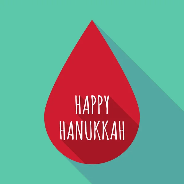 Long shadow blood drop with the text HAPPY HANUKKA — стоковый вектор