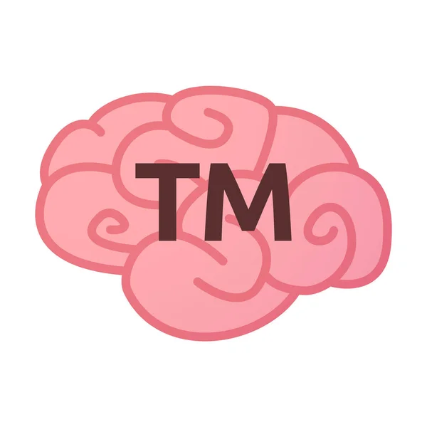 Ikona na białym tle mózgu z tekstem Tm — Wektor stockowy
